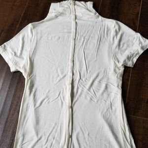 Zara Ivory Short Sleeve High Neck Top Size S